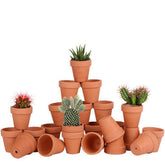 FCFKUK 24pcs mini clay pots with drainage holes for healthy root aeration.