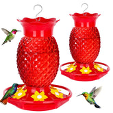 Fchstaer pineapple red glass hummingbird feeder with six ports attracts multiple hummingbirds