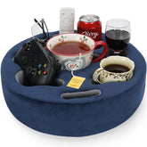 FDMGEL navy couch cup holder pillow top view with spill-prevention design
