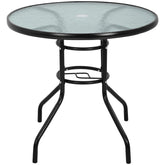 FDW 32in outdoor table with umbrella hole for shaded dining.