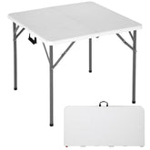 FDW 34-inch square outdoor dining table with white top for indoor or outdoor events.