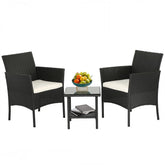 FDW wicker patio set 3-piece overview, ideal for cozy outdoor conversations.