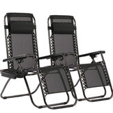 FDW Zero Gravity Lawn Chairs set with pillow and cup holder for outdoor relaxation.