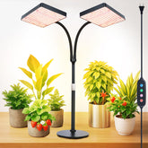 FECiDA 2026 two-head grow light front view boosts seedling growth with full-spectrum LEDs.