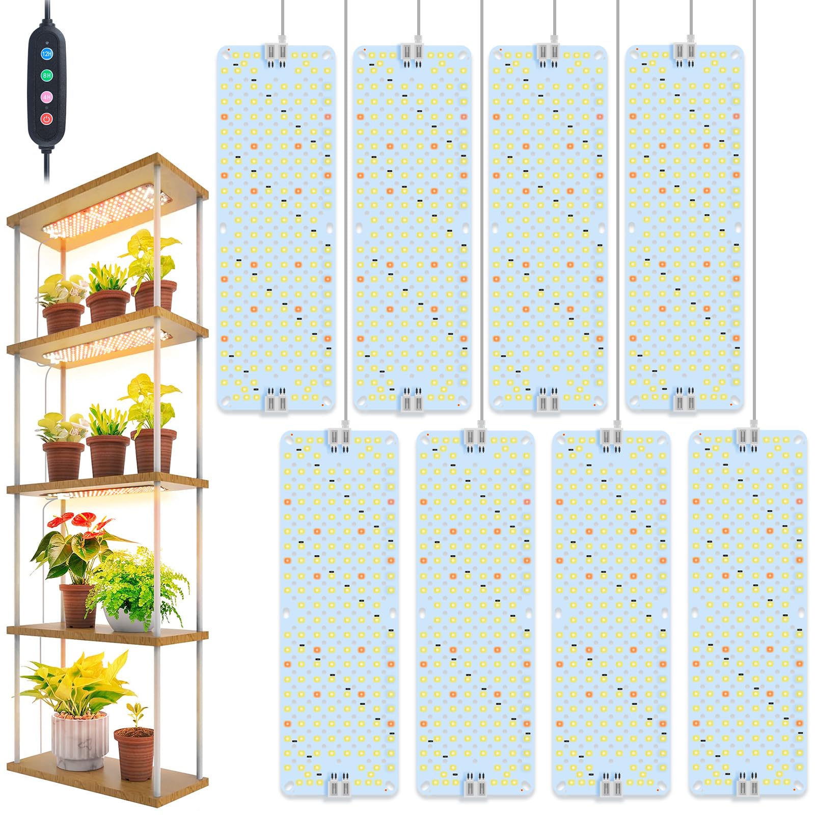 FECiDA 8-pack panel grow lights illuminate indoor herbs