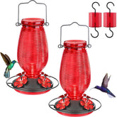 FEED GARDEN Glass Hummingbird Feeder with bee and ant-proof ports for outdoor nectar.