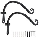 FEED GARDEN two-pack hanging plant brackets on a wall, sturdy outdoor decor.