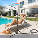 Feemiyo standing mister at adjustable height for even outdoor mist coverage.