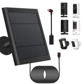 Fehuatenda solar panel front view powering Ring camera in bright sun