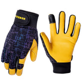 FEISHDEK kids leather work gloves front view showing soft genuine leather