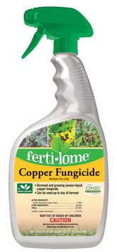 Ferti-lome copper fungicide bottle protects roses and vegetables from common diseases