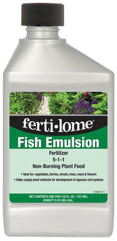 Ferti-lome fish emulsion bottle pour for easy application and vibrant foliage.