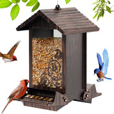 FETUSI Squirrel Proof Bird Feeder front view for outdoor yards with 5LB capacity.