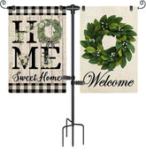 FFILY garden flag stand with a 4-prong base for stable outdoor display.