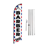 FFN Barber Shop feather flag boosting outdoor visibility with vibrant colors.