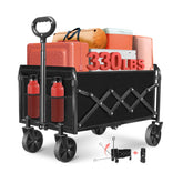 FFQ Wagons Foldable cart on the beach carrying umbrellas and gear for a day out
