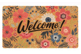 FGSS Flower Welcome Doormat with coir texture for durable dirt trapping.