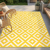 FH Home Aztec yellow and white outdoor rug 3x5, waterproof and fade resistant.