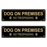 FHEGI no trespassing dog on premises sign in black for outdoor safety