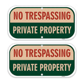 FHEGI two-pack no trespassing signs in outdoor setup to deter entry.