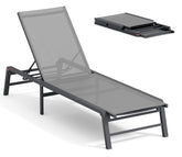 FHVIT foldable chaise lounge chair outdoors for easy transport and storage.