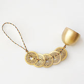 Fianviup door opening bell with five coins for prosperity and welcome energy