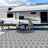 Fifame outdoor rug with reversible design for two looks on the patio