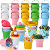 FillTouch Easter mini metal bucket pink with handle, ideal for party favors.
