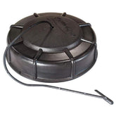 Fimco 5058188 fill cap with tether on a 5-inch lid, preventing spills.
