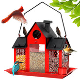FIMOFIDRE solar bird feeder 7lbs capacity in red for busy outdoor yards