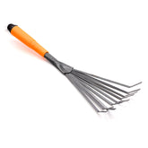 Finder steel hand rake with ergonomic handle for precise soil cultivation and garden sweeping