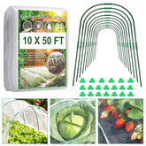 Fippy Garden Netting Kit netting rolled out over a 10x50 ft area for pest protection.