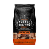 Fire & Flavor hickory chunks in bag on counter for premium grilling flavor