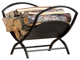 Fire Beauty folding log holder outdoors and indoors for organized firewood storage