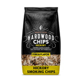 Fire & Flavor premium hickory wood chips in bag for authentic smoky flavor.