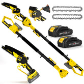 Firehelp 2-in-1 pole saw handheld mode for easy ground trimming.