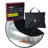 FireProof Pros 36-inch fire pit protector shielding deck surfaces from heat and sparks.