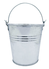 Firsgrill mini grease bucket closeup, durable galvanized steel for weather-resistant outdoor grilling.
