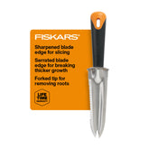 Fiskars Big Grip Garden Knife aiding digging and soil loosening for raised beds.