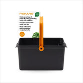 Fiskars Garden Tool Caddy with removable bin keeps snips organized for easy access.