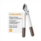 Fiskars PowerGear Lopper demonstrates enhanced leverage for up to 3X power on thick branches