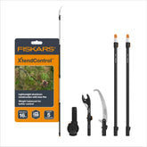 Fiskars XtendControl rotating-head pruner in action for precise overhead cuts