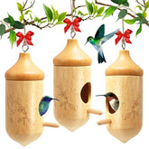 Fitraho hummingbird house exterior wood, perfect for outdoor garden decoration and bird-friendly ambiance.