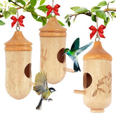 Fitraho hummingbird house outdoor wooden structure complements gardens and supports natural wildlife viewing.