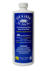 Fix-A-Leak pool leak sealer bottle ready for quick sealing in pools.