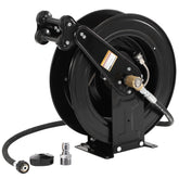 FIXFANS hose reel assembly shows sturdy build for tidy storage and quick access.