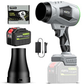 FJPTU cordless leaf blower at 1000000rpm ready for quick patio debris clearing.