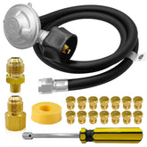 FJXBYWM propane regulator hose extending Weber grill setup for propane use
