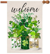Flagmax St Patrick's Day flag on lawn with vibrant shamrocks for curb appeal.