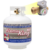 Flame King YSN230b gauge reading shows propane level for outdoor cooking.